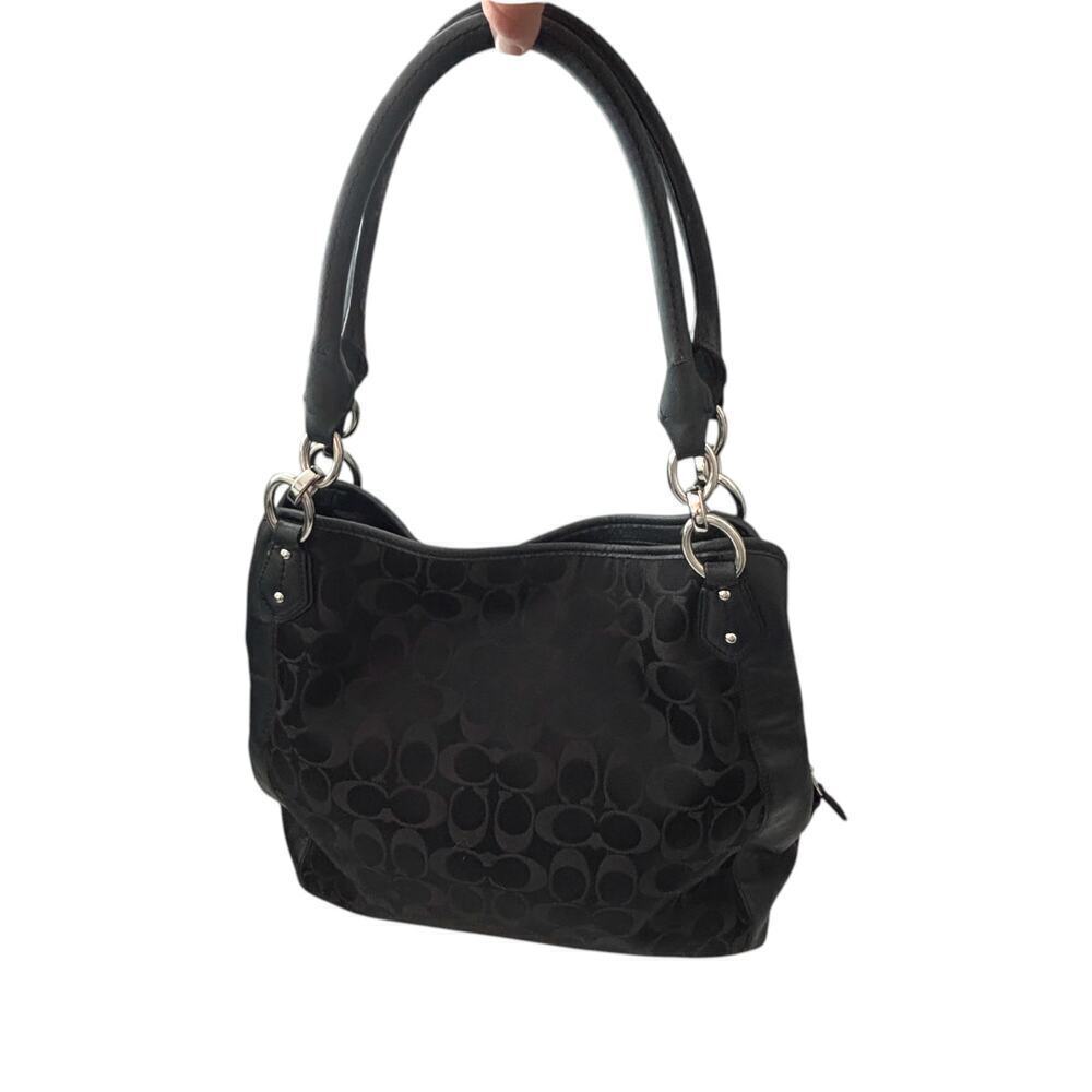 Coach Colette Signature Hobo Bag Rare Retired Black Silver Hardware - Picture 2 of 13